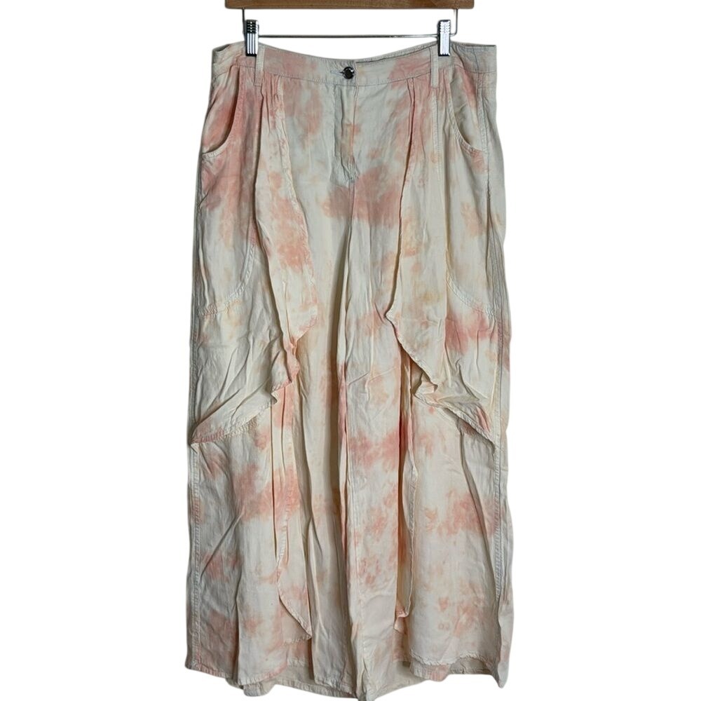 Gemma + Jane Wide Leg Pants Women's Tie Dye Pink Cream Size 10
